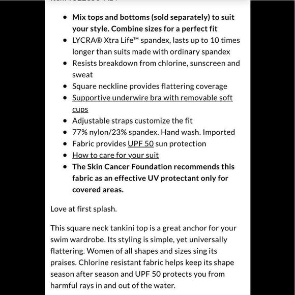 Land’s End Plus Regular size adjustable square neck tankini floral multi Various - Picture 6 of 6